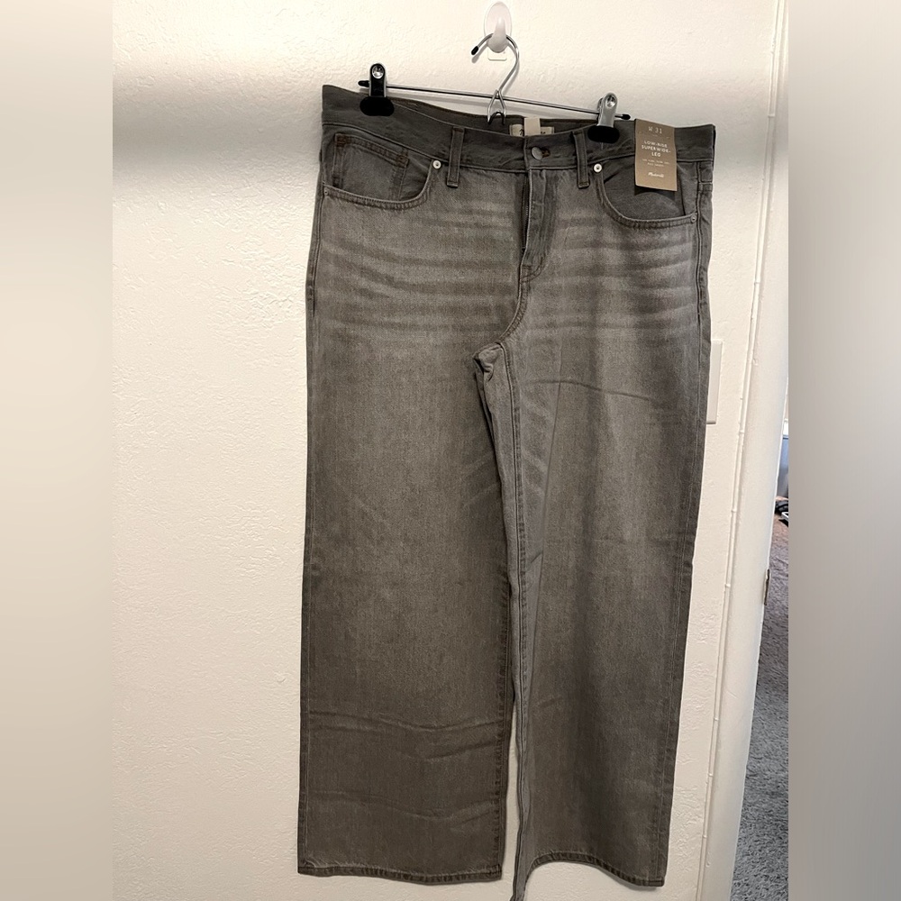 Madewell low-rise super wide leg jeans - gray, 31